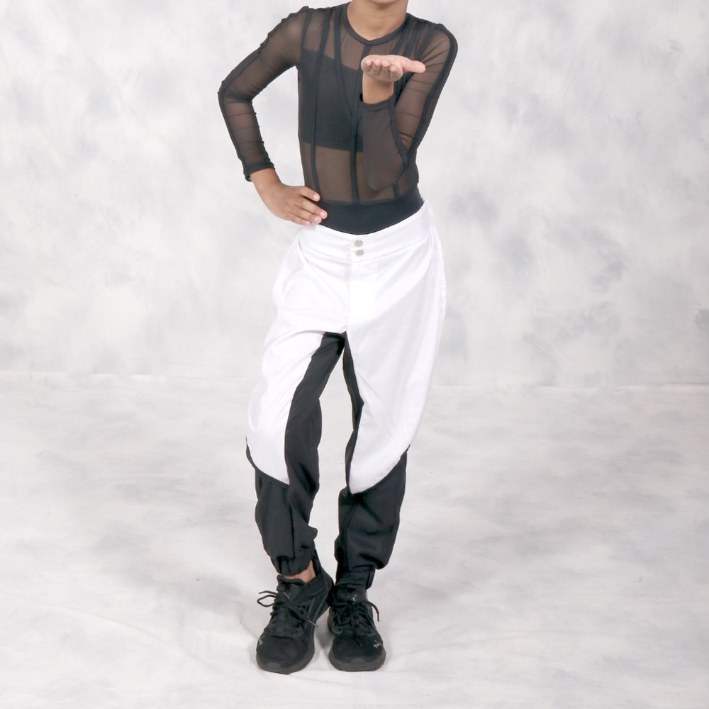 Black and White Sheer Top with Pants